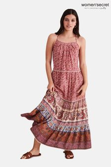 Women'secret - Lange roze jurk met print (C35743) | €21