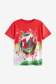 Wales Fußballrot - Grafik-T-Shirt (3-16yrs) (C35796) | 12 € - 19 €