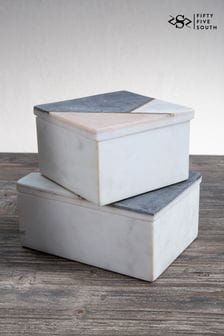 Fifty Five South Pink/White/Grey/Gold Marble Effect Trinket Box (C35809) | SGD 52