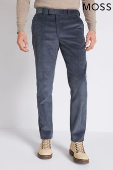 Sztruksowy, niebieski garnitur Moss o dopasowanym kroju: spodnie (C35959) | 240 zł