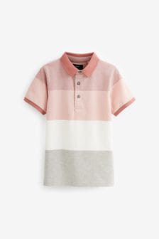 Pembe Renk Bloklu Kısa Kollu Akıllı Polo Gömlek (3-16 yaş) (C35975) | ₺ 299 - ₺ 414