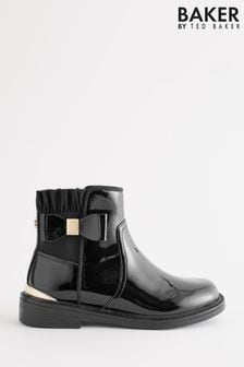 Baker by Ted Baker Girls Patent Chelsea Black Boots with Bow (C36080) | 243 QAR - 253 QAR