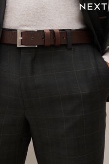 Brown Textured Leather Belt (C36149) | $37