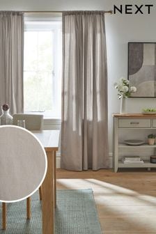 Dark Natural Cotton Slot Top Lined Curtains (C36304) | 24 € - 118 €