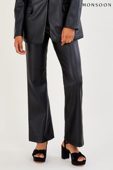 Monsoon Black Bonnee PU Bootcut Trousers (C36349) | €38