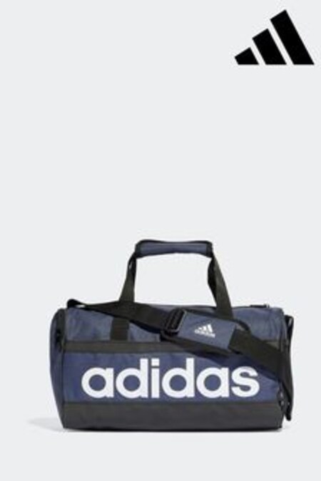adidas Blue Essentials Linear Duffel Bag (C36589) | $35