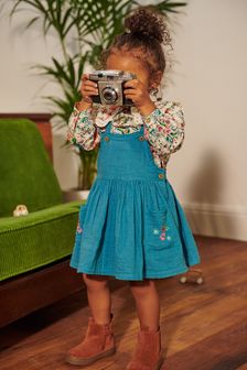 Teal Green Embroidered Pinafore And Blouse Set (3mths-8yrs) (C36666) | €30 - €37