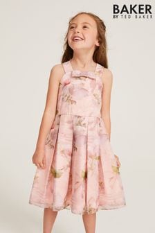 Розовое платье из органзы с цветочным принтом Baker By Ted Baker (C36692) | €34 - €37