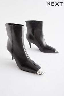 Črna - Vrhunski usnjeni škornji z elastičnim pasom in kapo (C36712) | €41