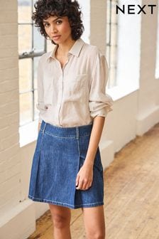 Mini-jupe plissée en jean (C36718) | €9