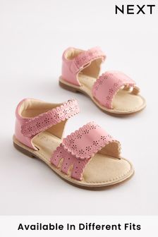 Pink Wide Fit (G) Adjustable Strap Scallop Sandals (C36773) | €12 - €13