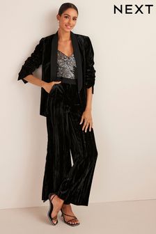 Black Premium Velvet Wide Leg Trousers (C36797) | €25