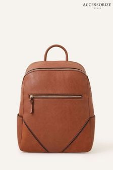 Accessorize Brown Classic Zip Around Backpack (C36957) | KRW81,100