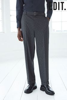 Grey EDIT Oversized Check Suit Trousers (C37005) | SGD 80