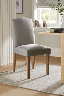 Set of 2 Soft Linen Look Mid Grey Malvern Oak Effect Leg Dining Chairs (C37069) | €275