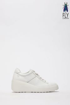 Fly London White Delf Wedge Trainers