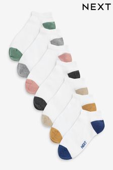 White/Bright Heel and Toe Cotton Rich Trainer Socks 7 Pack (C37445) | HK$61 - HK$79