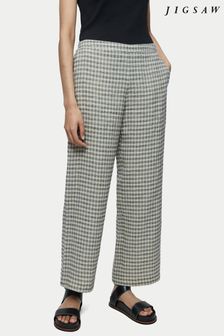 Jigsaw Natural Linen Check Palazzo Trousers (C37761) | ₪ 559