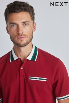 Rot - Piqué-Poloshirt in Regular Fit mit Zierstreifen (C37928) | 31 €
