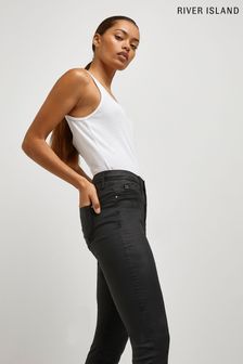 River Island Petite Molly Beschichtete Skinny-Jeans, Schwarz (C38125) | 30 €
