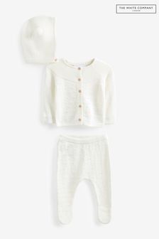 The White Company Organic Cotton Knitted White Gift Set