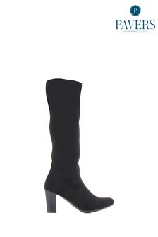 Pavers Knee High Heeled Black Sock Boots (C38191) | 74 €