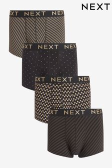 Black/Gold Pattern 4 pack Hipsters (C38264) | €14