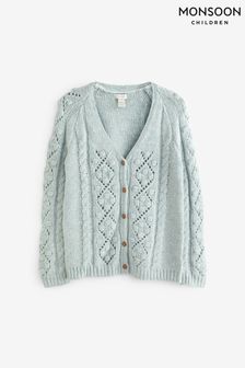 Monsoon Green Cable Knit V-Neck Cardigan (C38295) | €37