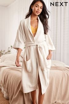 Neutral Lightweight Cotton Crinkle Robe (C38400) | TRY 877