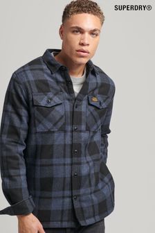 Superdry Roscoe Check Charcoal Vintage Miller Wool Shirt (C38463) | SGD 145