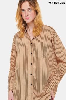 Whistles Natural Stripe Oversized Shirt (C38516) | KRW168,600