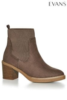 Evans Extra Wide Fit Brooke Ankle Brown Boots (C38549) | €30
