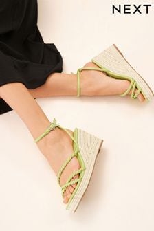 Lime Green Forever Comfort® Twist Strap Detail Square Toe Wedge Sandals (C38740) | 26 €
