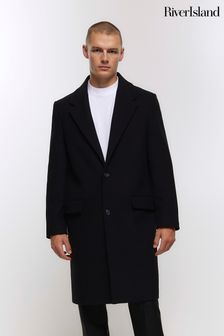 River Island Black Premium Wool Overcoat (C38747) | €62