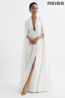 Reiss White Grace Maxi Dress With Cape (C38786) | kr6 059