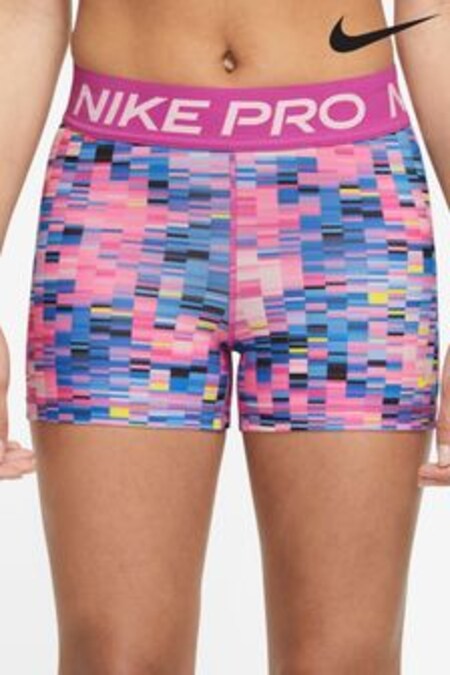 Nike Pink/Blue Pro Dri-FIT 3 Inch All Over Print Shorts (C38916) | 51 €
