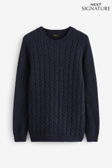 Azul marino de ochos - Suéter de punto de lana inglesa (C39006) | 130 €