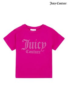 Roz - Tricou cu aplicații Mânecă scurtă Juicy Couture Diamante (C39040) | 167 LEI - 240 LEI