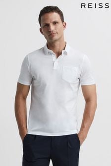 Reiss White Hendrix Mercerised Polo T-Shirt (C39398) | kr1,239