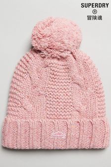 Superdry Pink Vintage Cable Beanie Hat (C39576) | OMR13