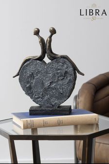Libra Interiors Couple's Love Heart Textured Sculpture (C39730) | 489 LEI