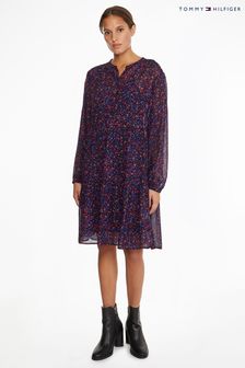 Tommy Hilfiger Purple Floral Chiffon Shirt Dress (C39777) | €83