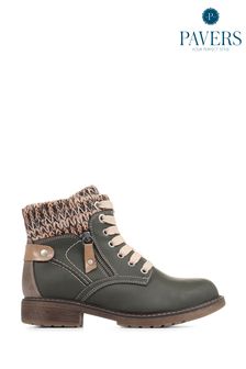 Pavers Green Lace-Up Ankle Boots