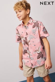 Персиково-розовый - Рубашка с рисунком и коротким рукавом (3-16 лет) (C40059) | €11 - €16