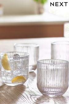 Set of 4 Clear Hollis Set of 4 Short Tumbler Glasses (C40293) | $32