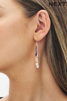 Rose Gold Tone Recycled Metal Pull Through Earrings (C40309) | kr130