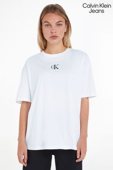 Calvin Klein Jeans Monologo Boyfriend-T-Shirt, Weiß (C40340) | 67 €