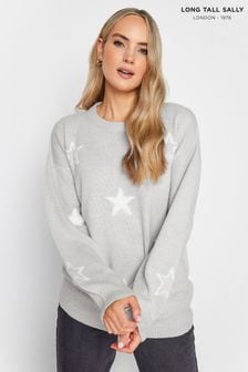 Szary - Żakardowy sweter Long Tall Sally z motywem gwiazdy (C40385) | 107 zł