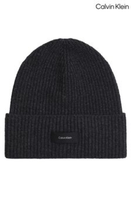 Calvin Klein Black Daddy Wool Rib Beanie (C40677) | €63