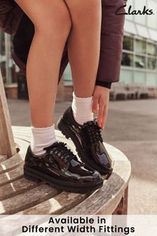 Charol negro - Zapatos ajustables Prague de cuero con cordones de Clarks (C40743) | 82 €